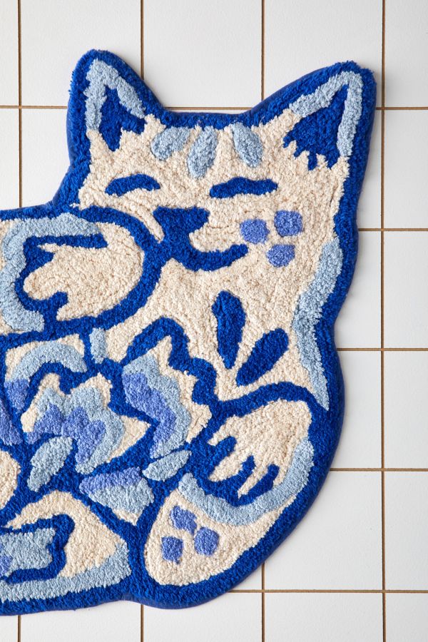 Slide View: 3: Delft Cat Bath Mat