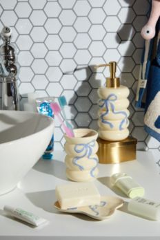 Slide View: 3: Blue Bow Soap Dispenser