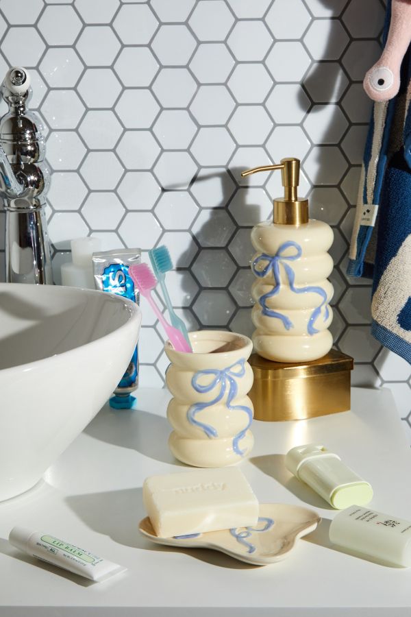 Slide View: 3: Blue Bow Soap Dispenser