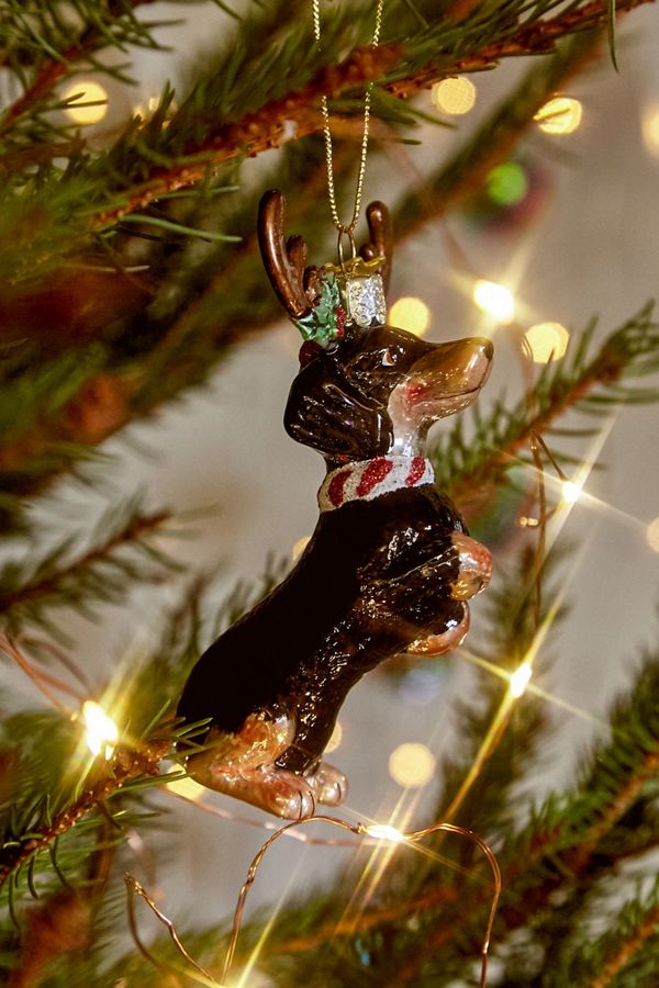 Sausage Dog With Antlers Christmas Ornament Urban Outfitters Uk