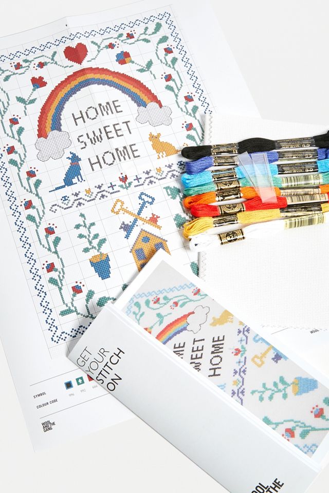 Wool And The Gang Home Sweet Home Cross Stitch Kit Urban Outfitters Uk