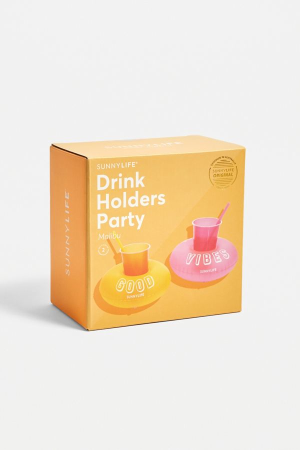 Sunnylife Times Vibes Inflatable Drink Holder Pool Float Set Urban
