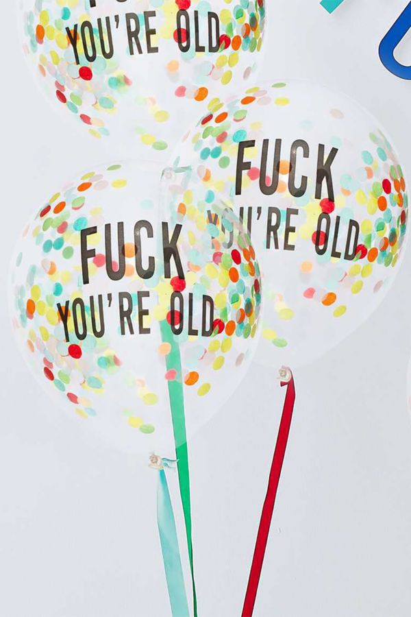 Slide View: 2: Ginger Ray F**k You’re Old Rainbow Confetti Birthday Balloons