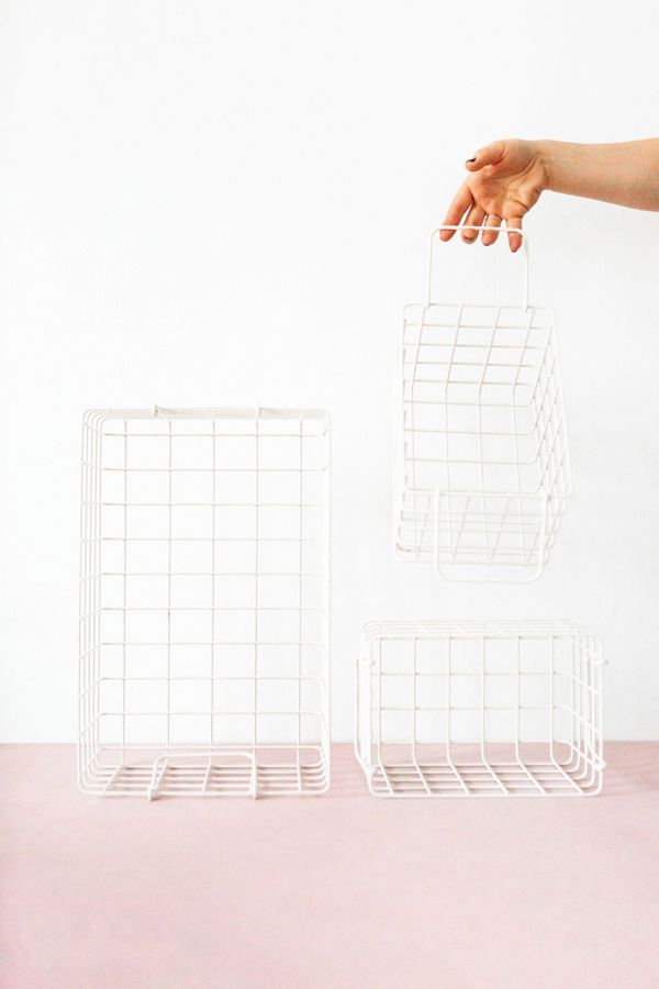 Mustard Made White Locker Basket Set of 3 Urban Outfitters UK