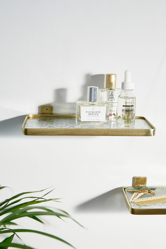 Glass & Brass Wall Shelf Urban Outfitters UK