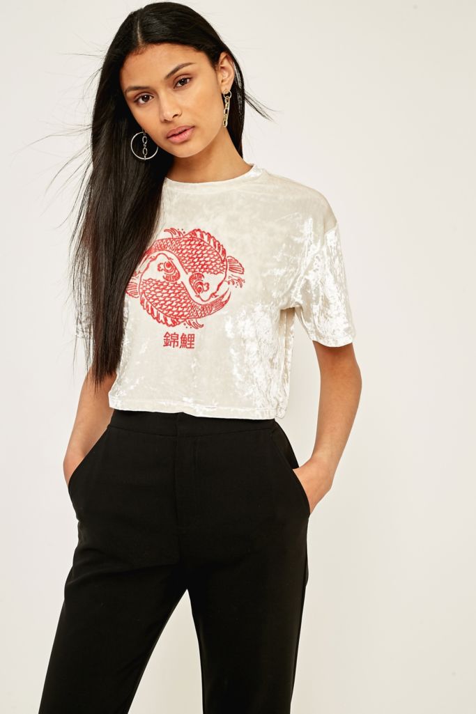 Urban Outfitters Crushed Velvet Graphic T-Shirt | Urban Outfitters UK