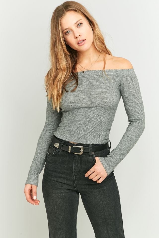 Urban Outfitters Cosy Ribbed Bardot Top | Urban Outfitters UK