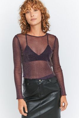 Sparkle & Fade Lurex Lettuce Edge Crop Top