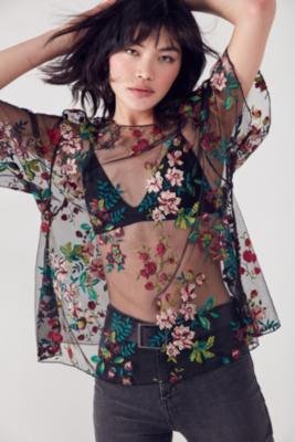 lioness barbarossa sheer floral cropped top