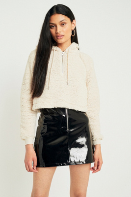 teddy hoodie cropped