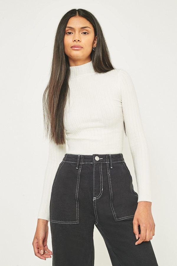 Urban Outfitters Ribbed Funnel Neck Jumper Urban Outfitters UK