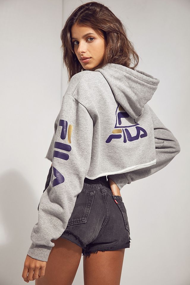 FILA + UO Basketball Cropped Hoodie Sweatshirt | Urban Outfitters UK