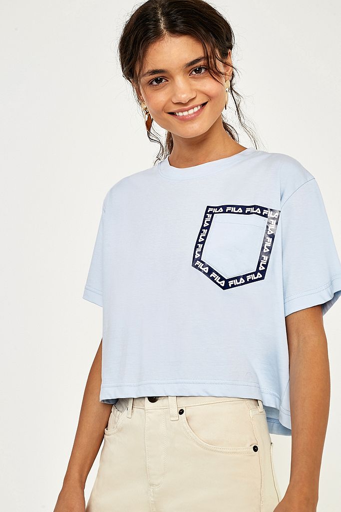 FILA Becca Pale Blue Pocket T-Shirt | Urban Outfitters UK