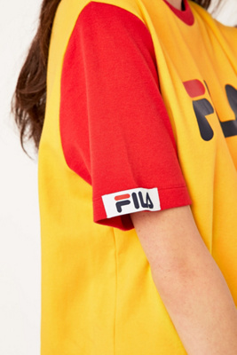 yellow and red fila shirt