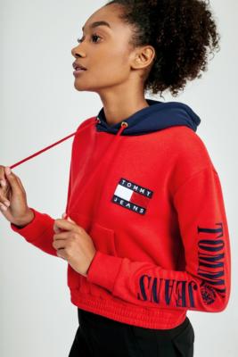 tommy jeans cropped logo hoodie