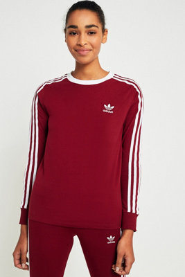 adidas originals 3 stripes t shirt maroon