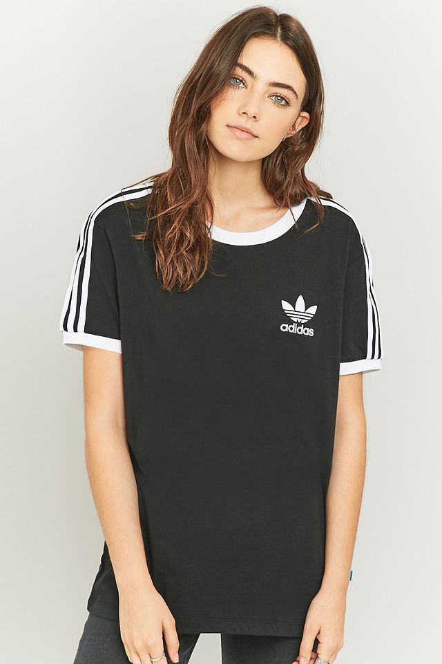 adidas Originals 3-Stripes Black T-shirt | Urban Outfitters UK