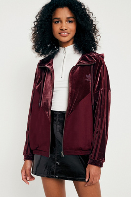 adidas velvet jacket maroon