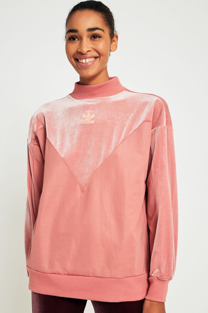 adidas Originals Pink Velvet Boyfriend Sweatshirt Urban Outfitters UK