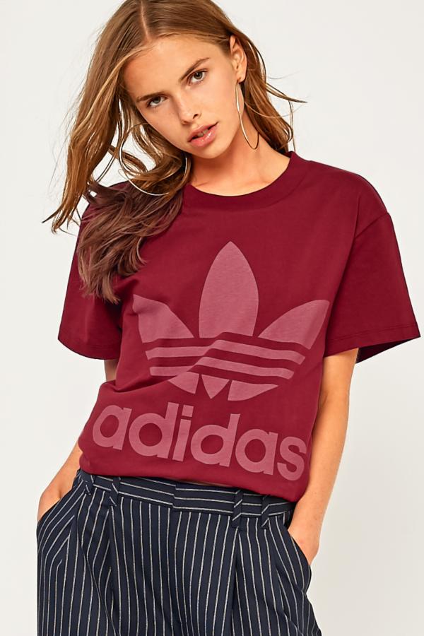 adidas Originals Big Burgundy Trefoil Logo T-Shirt | Urban Outfitters UK