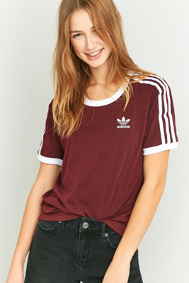 adidas 3 stripes t shirt bordeaux