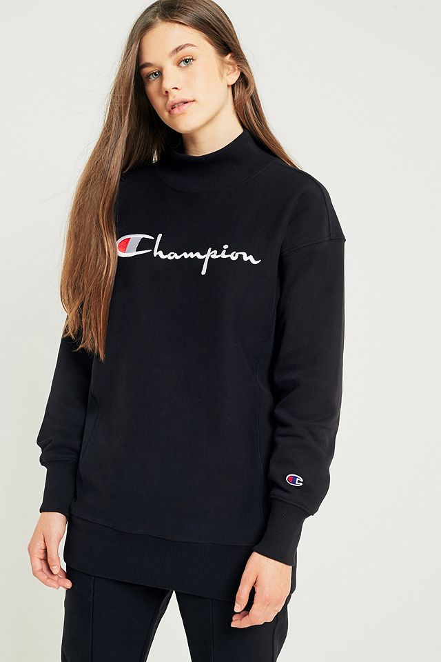 Champion Black Polo Neck Pullover Sweatshirt | Urban Outfitters UK