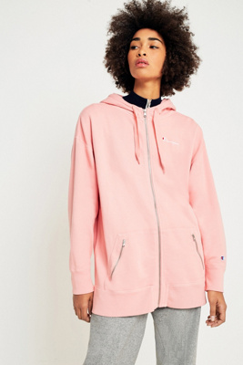 pink champion zip up hoodie