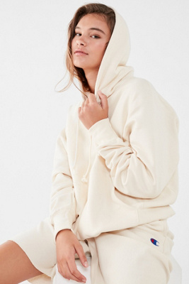 UO Cream Reverse Weave Hoodie 