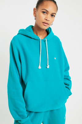 UO Turquoise Reverse Weave Hoodie 