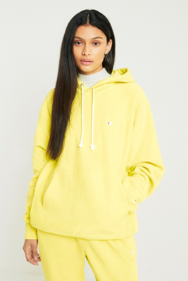 yellow champion hoodie reverse weave