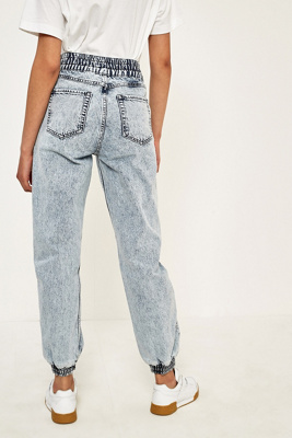 acid wash denim joggers womens