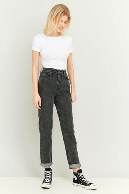 black acid wash mom jeans