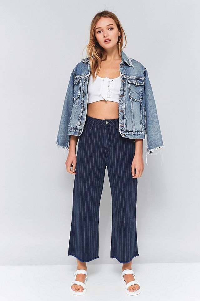 BDG Pinstriped Raw Hem Culottes | Urban Outfitters UK