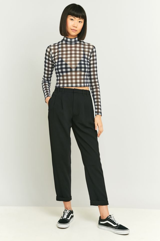 Light Before Dark Pleated Cropped Black Trousers | Urban Outfitters UK