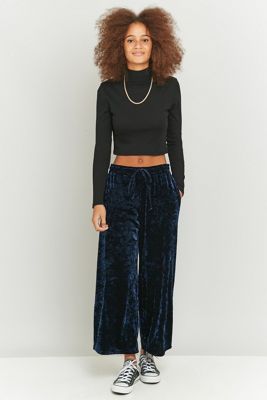 Light Before Dark Crushed Navy Velvet Culottes