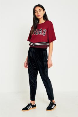 black velvet adidas pants