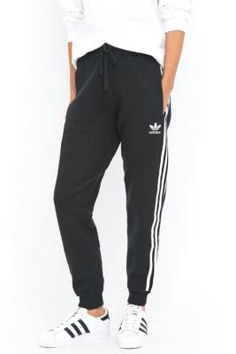 adidas originals knitted 3 stripe black joggers