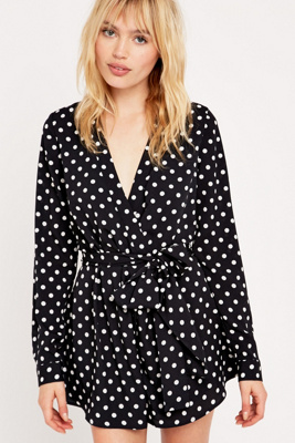 navy polka dot playsuit
