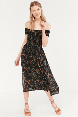 urban outfitters black midi dress