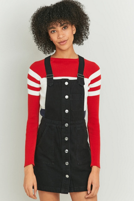 black button up pinafore dress