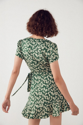 urban outfitters green wrap dress
