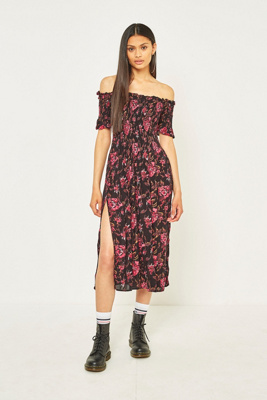 kimchi blue black floral dress