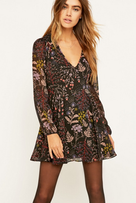 kimchi blue black floral dress