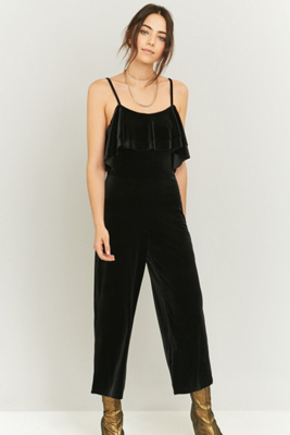 urban outfitters black velvet jumpsuit