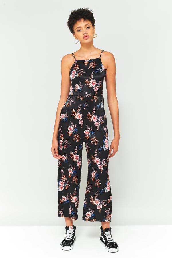 Pins & Needles Floral Satin Jumpsuit | Urban Outfitters UK