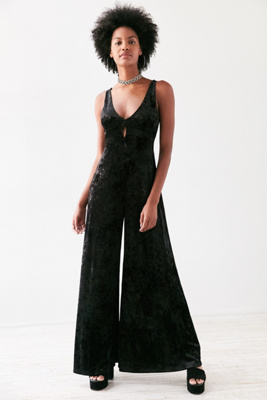 urban outfitters black velvet jumpsuit