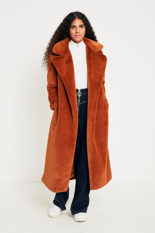 Light Before Dark Maxi Faux Fur Coat | Urban Outfitters UK