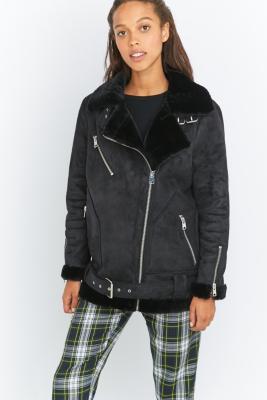 womens navy leather jacket