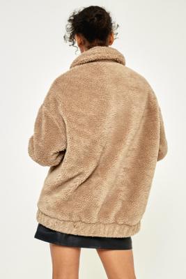 teddy zip through coat