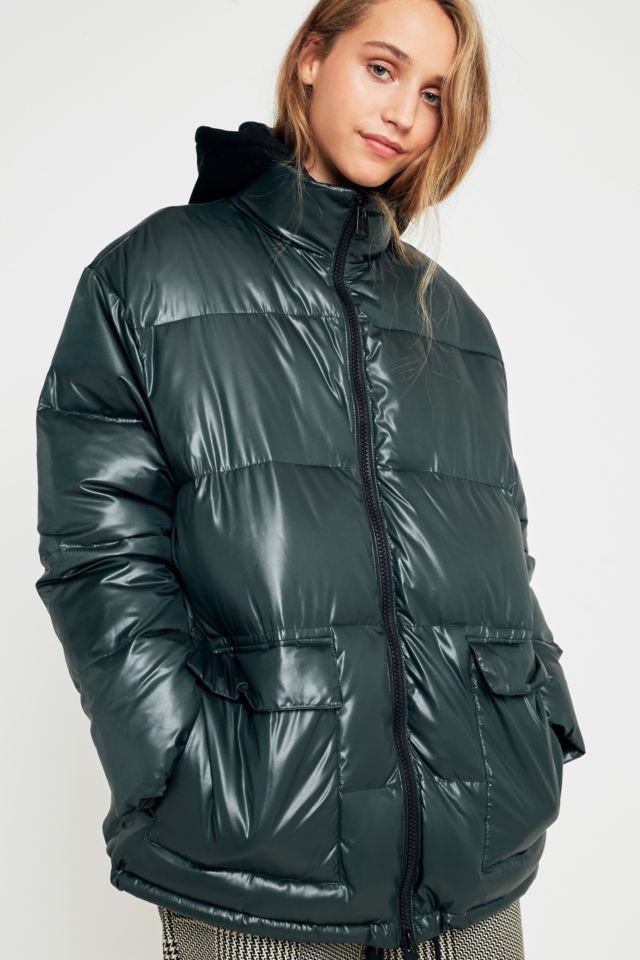 Light Before Dark Green Wet Look Puffer Jacket | Urban Outfitters UK